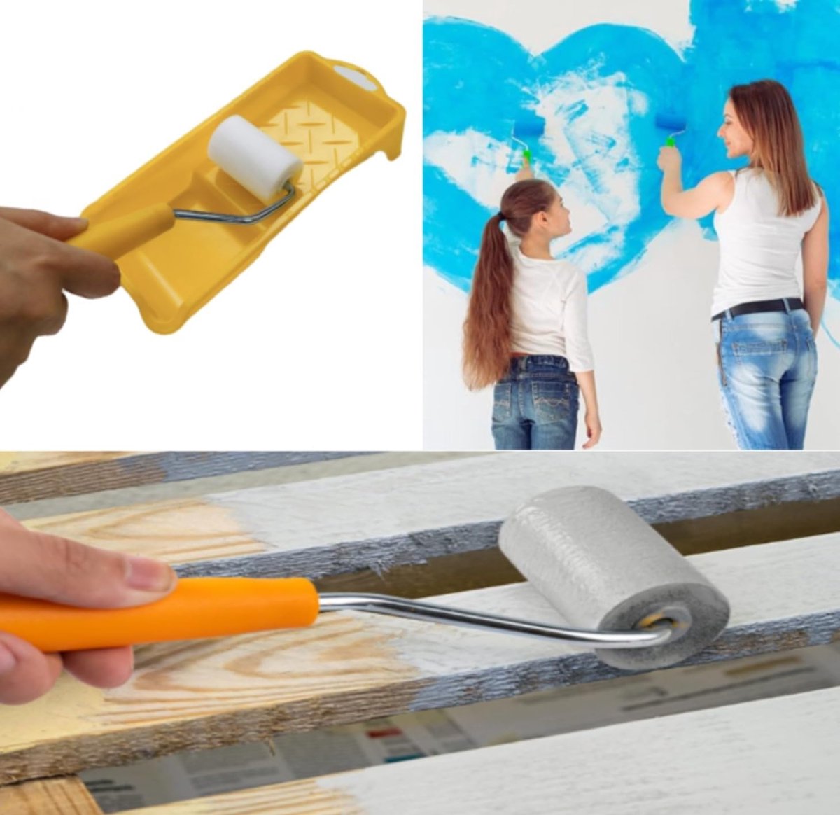 Mini paint roller set - Foam paint roller - with refills - high-density foam rollers *6, paint tray and V1188-MS101-03427-1