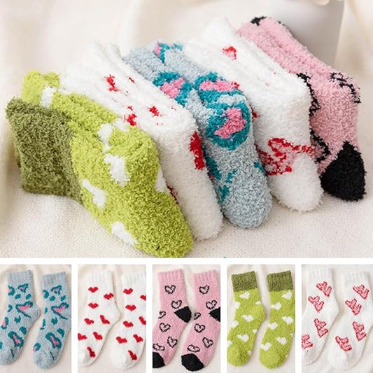 5 pairs - Warm Winter Socks - Plush Socks - House Socks - Non-slip Socks - Fluffy Socks - Fuzzy Slipper Socks V1188-MS101-03431-1