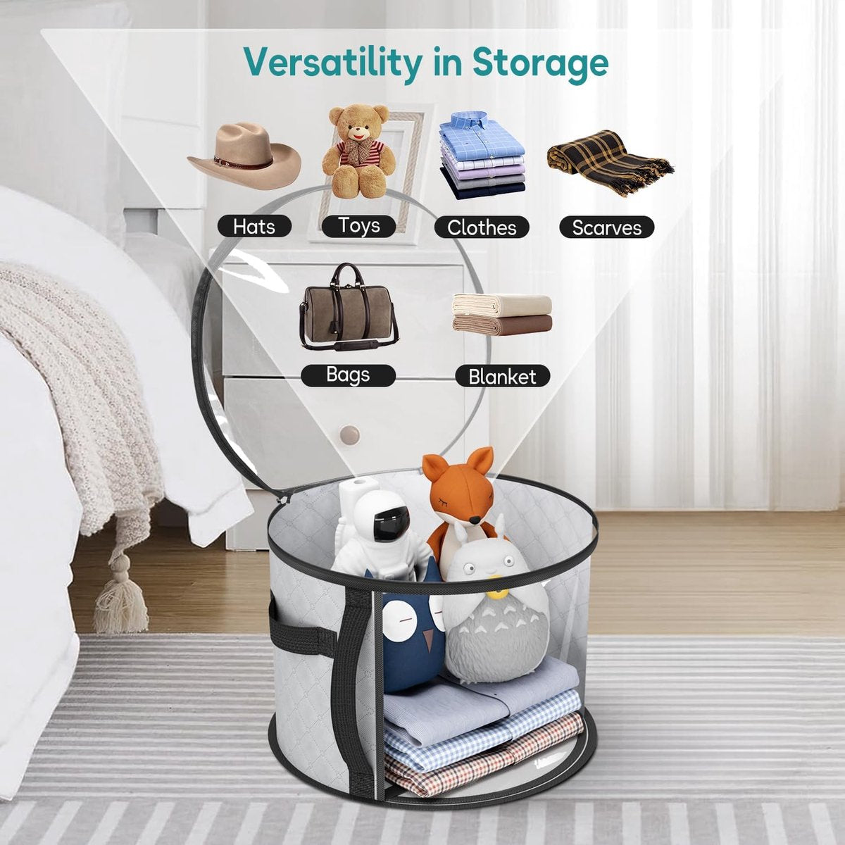 Hat Box - Hat Storage Box - Storage Box for Hats - Round Hat Boxes - Foldable Hat Storage Boxes - Stackable V1188-MS101-03432-1