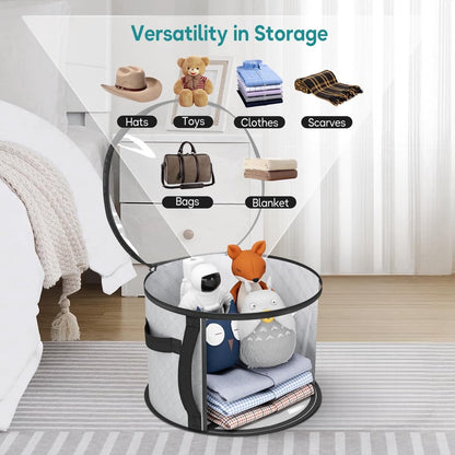 Hat Box - Hat Storage Box - Storage Box for Hats - Round Hat Boxes - Foldable Hat Storage Boxes - Stackable V1188-MS101-03432-1