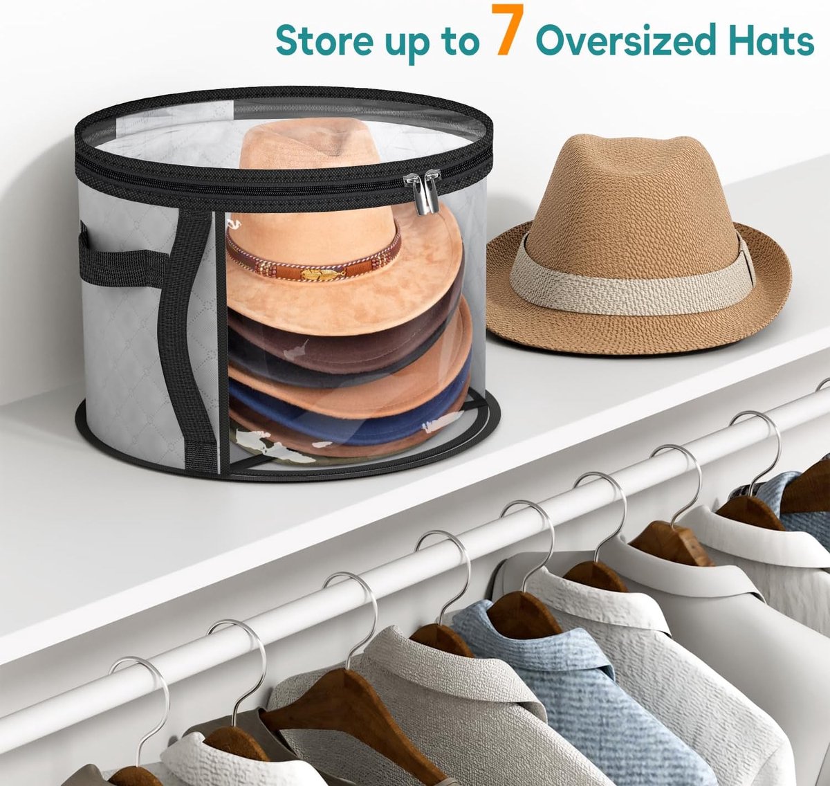 Hat Box - Hat Storage Box - Storage Box for Hats - Round Hat Boxes - Foldable Hat Storage Boxes - Stackable V1188-MS101-03432-1