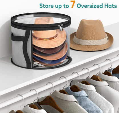 Hat Box - Hat Storage Box - Storage Box for Hats - Round Hat Boxes - Foldable Hat Storage Boxes - Stackable V1188-MS101-03432-1