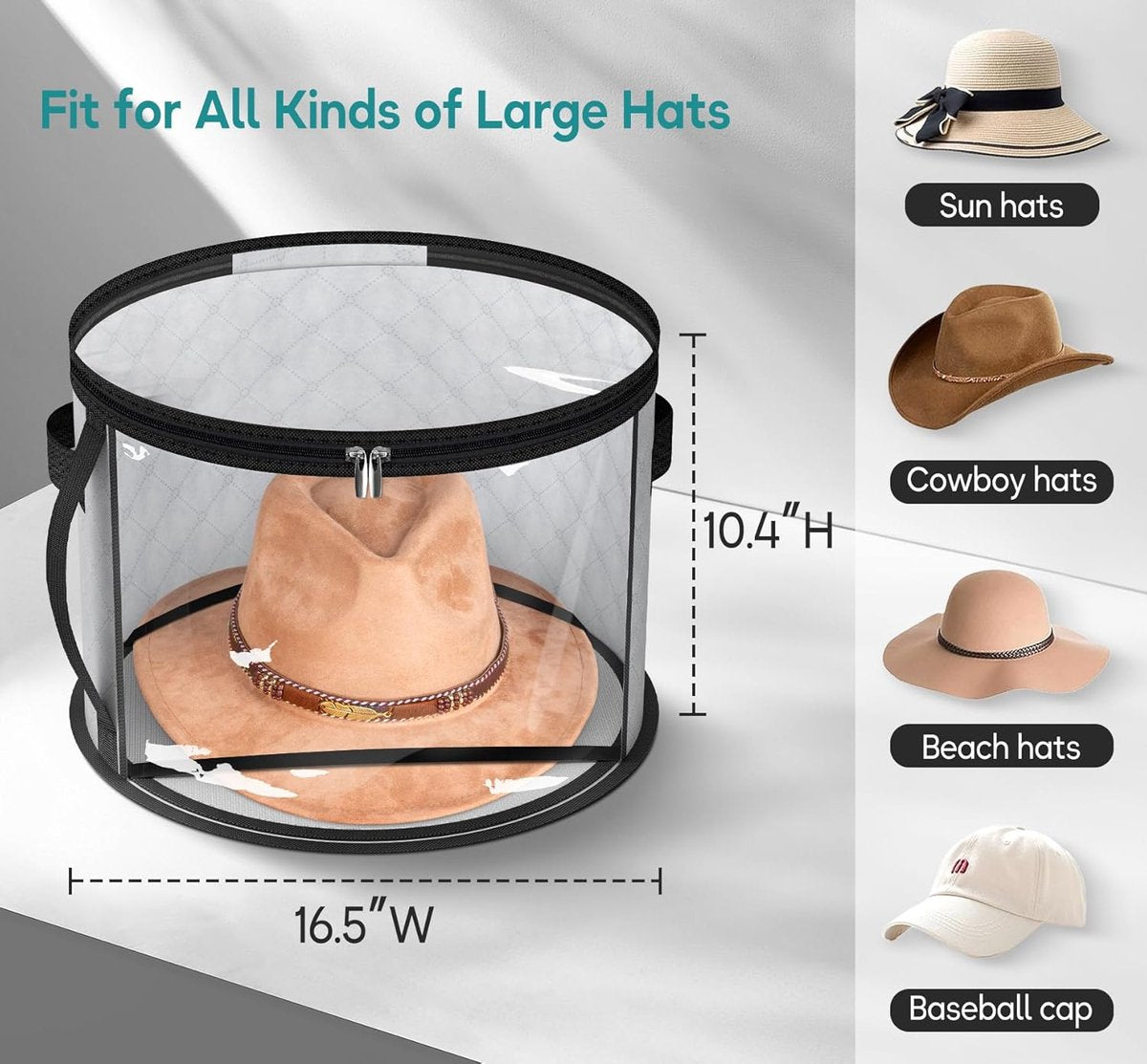 Hat Box - Hat Storage Box - Storage Box for Hats - Round Hat Boxes - Foldable Hat Storage Boxes - Stackable V1188-MS101-03432-1