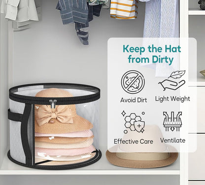 Hat Box - Hat Storage Box - Storage Box for Hats - Round Hat Boxes - Foldable Hat Storage Boxes - Stackable V1188-MS101-03432-1