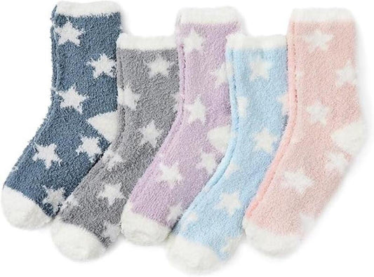 5 Pairs - socks - women's socks - Warm Fuzzy Fleece Socks - Women's House Socks - Star socks - Warm Winter V1188-MS101-03435-1