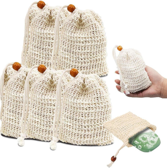 5 pieces - Soap bag - Drawstring bags Soap net - Sisal Soap bag - Soap Bar bag - Shampoo bar bag - Soap bar V1188-MS101-03441-1