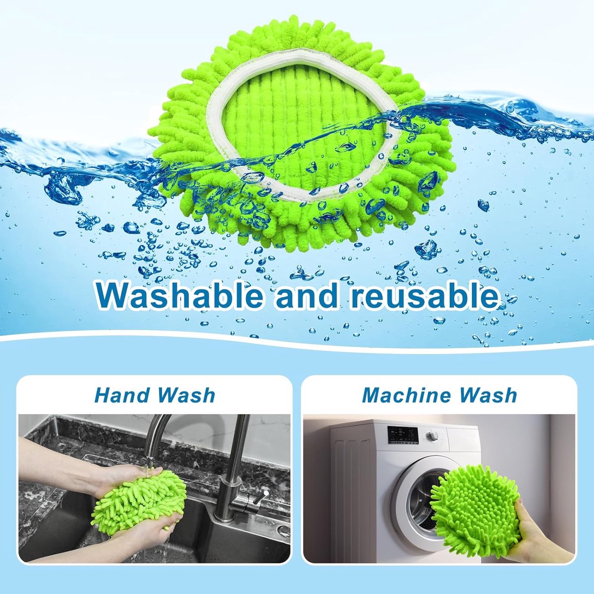 3-piece mop pad replacement suitable for O Cedar, suitable for Ocedar Easywring spin mops - microfiber V1188-MS101-03444-1