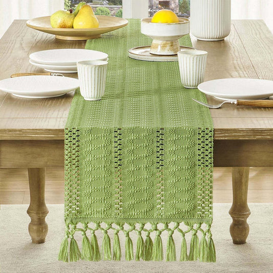 Table runner - tablecloth - Bohemian style table runner - pink table runner - with knotted tassel - farmhouse V1188-MS101-03451-1