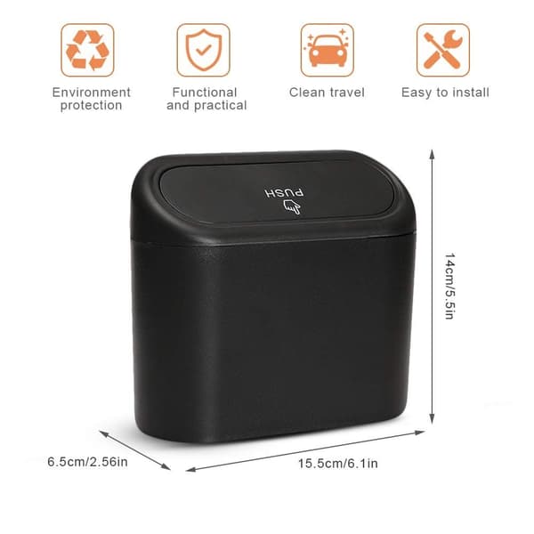 Car Trash Can, Waterproof Hanging Storage Box with Lid, 2-Pack Portable for Car \u0026 Office V1188-NACCD-3000