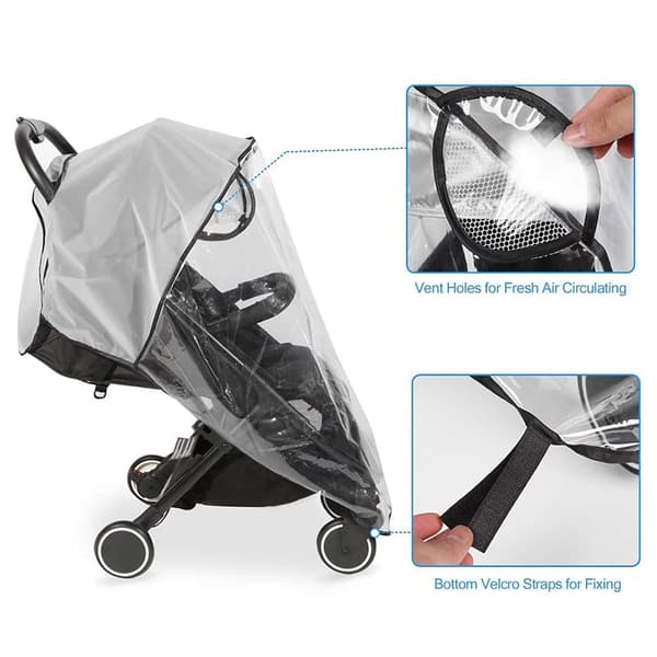 Universal Stroller Rain Cover 5-in-1 Transparent Weather Protection for Infants V1188-NACCD-956