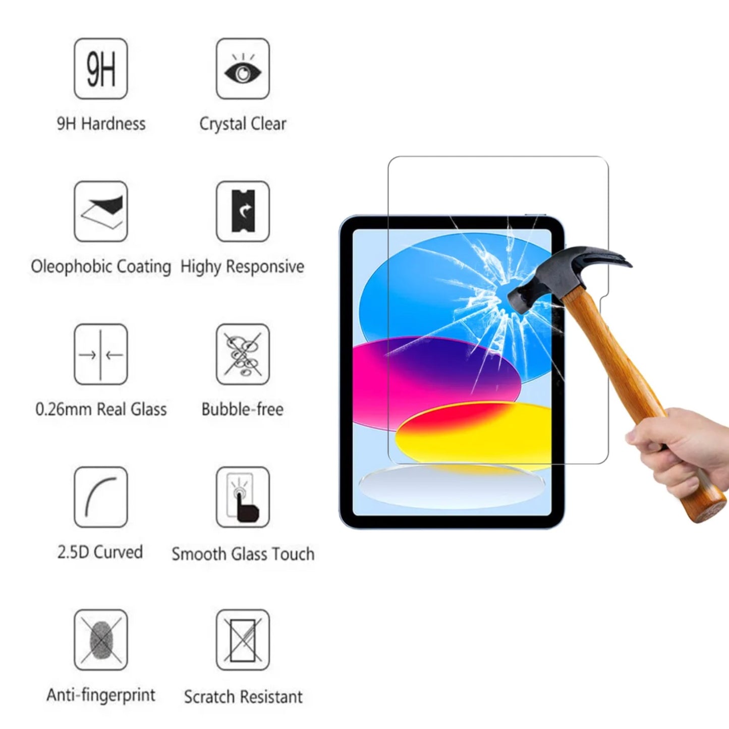 iPad (A16) Gen 11 2025 Tempered Glass Screen Protector 9H Transparent 2-Pack V1188-NAHHA-6224-1