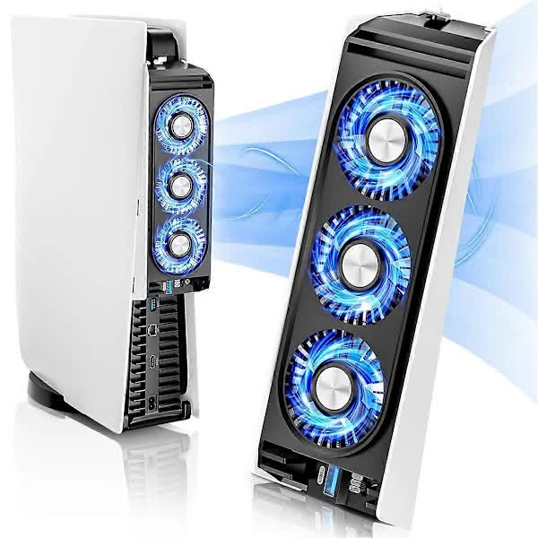Cooling Fan for PS5 with Quieter Fan LED Light and USB3.0 Hubs V1188-NALH-15742