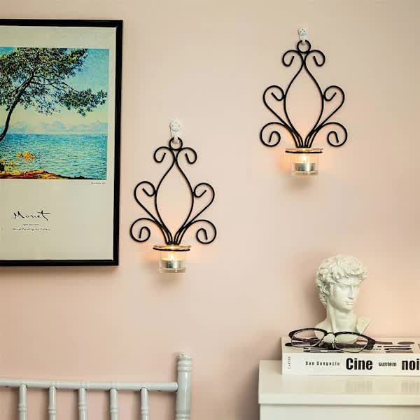 Creative Iron Wall Candle Holders Vintage Candlesticks V1188-NALH-22132