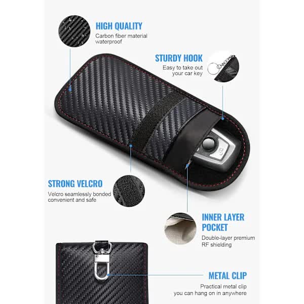 Faraday Car Key Case 2-Pack Signal Blocking Keyless Entry Protector V1188-NALH-25123