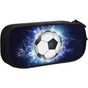 Soccer Pencil Case Blue with Zipper, Spacious and Durable Soccer Theme Sports Pencil Case V1188-NALH-3482