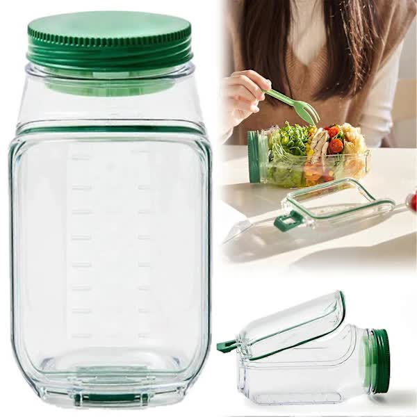 NEW Salad Container with Sauce Dressing Container, Vertical Layered Salad Container with Built-in Bowl, V1188-NAOC-15-162
