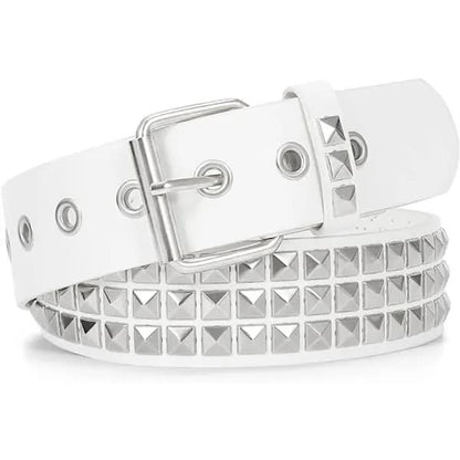 Punk Rock Nub Belt with Rivets Metal for Men Women NY-White V1188-NAOC-15-3326