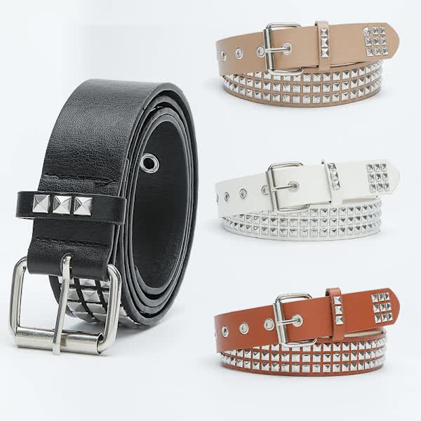 Punk Rock Nub Belt with Rivets Metal for Men Women NY-White V1188-NAOC-15-3326