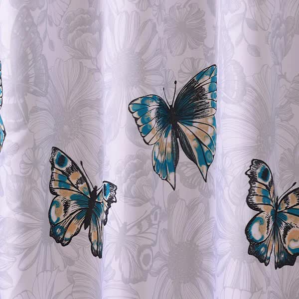 Shower Curtain 220x200cm Bathroom Curtain with Hooks Mildew Resistant V1188-NAOC-15-3584