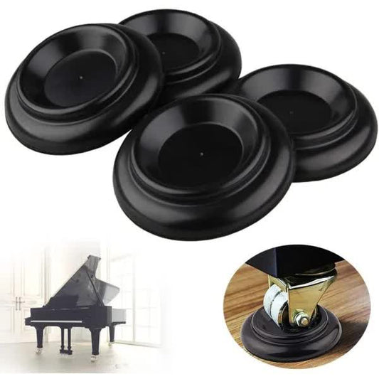 Hardwood Piano Mats with Foam Pads 4 pcs Black ABS Furniture Foot Protectors Compatible with Piano Wheels V1188-NASP-10-1896