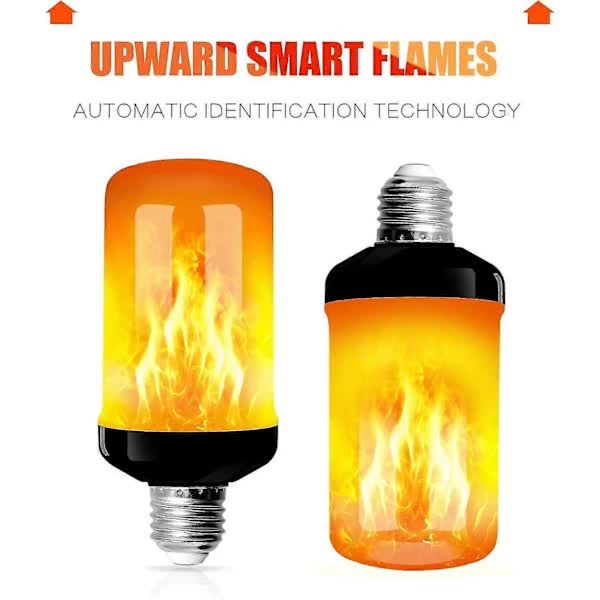 4-Pack E27 Flame Bulbs 4W LED Decorative Lights with Flaming Effect 4 Modes for Home Garden Party V1188-NATT-24-2081