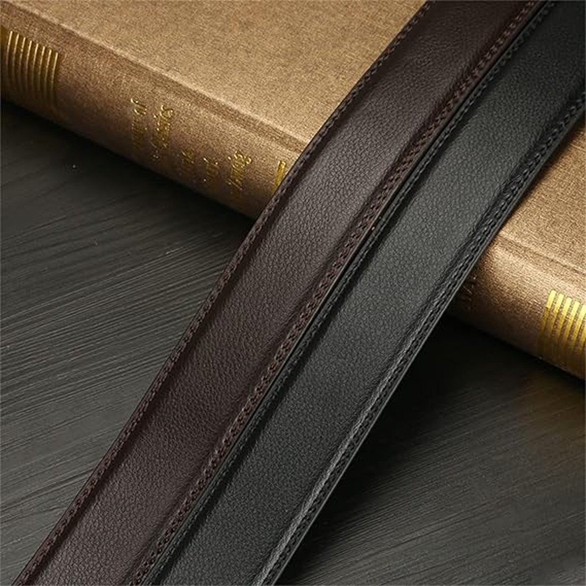 2 pieces - Men's Belt - Leather Belt - Adjustable - Gift Men - Shortenable - Gift Man - Cow Leather - Black & V1188-NK-BOL-1
