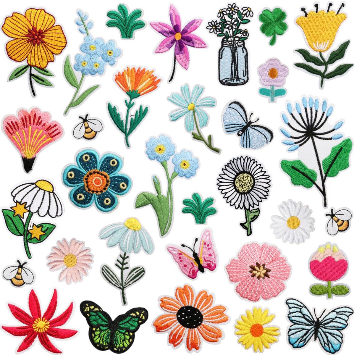 Iron-on Embroidered Patches - Clothing Decoration - 32 Pieces V1188-NK-BOL-10