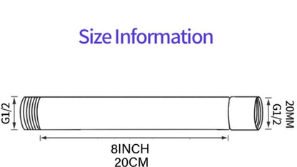Shower arm extension - Hand shower arm extension pipe - universal shower component - 20cm - silver - Easy V1188-NK-BOL-102
