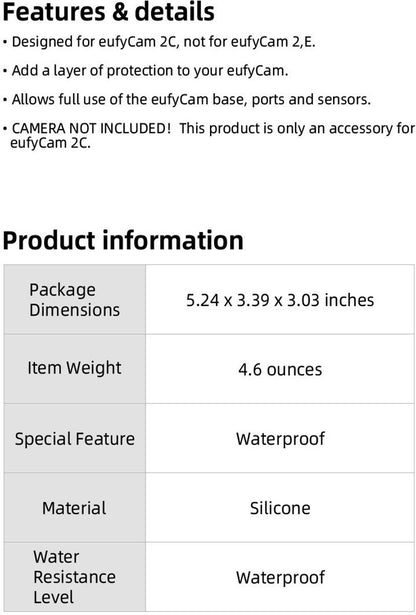 2 pieces - Camera silicone protective cover - Surveillance camera protective cover - suitable for EufyCam 2C V1188-NK-BOL-106
