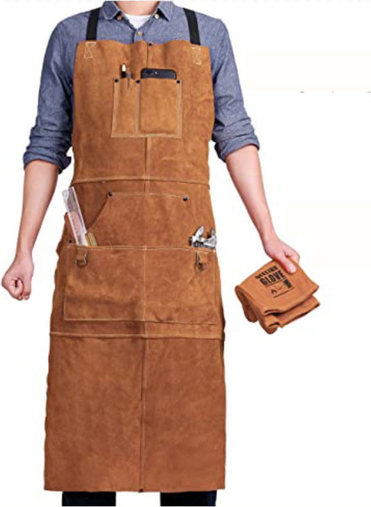 Apron - BBQ apron - BBQ apron leather men - Unisex - Gift - Apron for Women and Men - Adjustable Buckle - V1188-NK-BOL-109