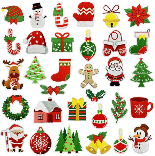 32 Pieces Iron-On Patches - Christmas Iron-On Embroidered Patches - Embellishments for Clothing - Clothes V1188-NK-BOL-11