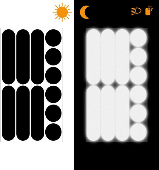 Reflective stickers - 2 pieces - Round + Strip - Reflection - Bicycle reflectors - Reflective safety stickers V1188-NK-BOL-111