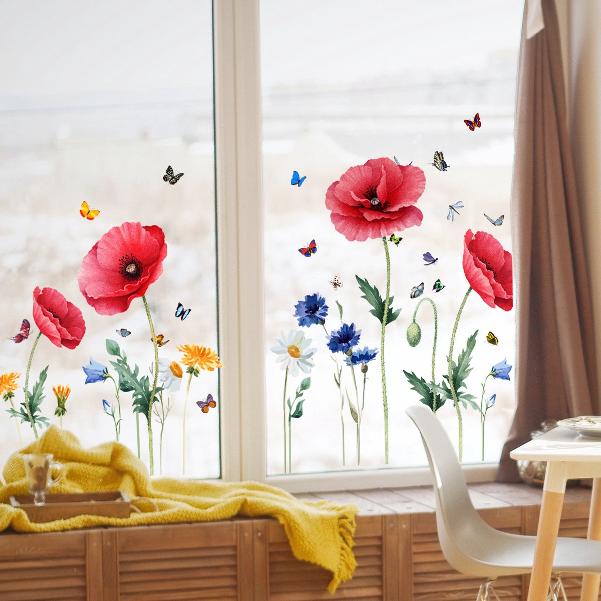 Static window sticker - window sticker - Wall decoration - 30*54cm - flower plant - PVC - colorful V1188-NK-BOL-120