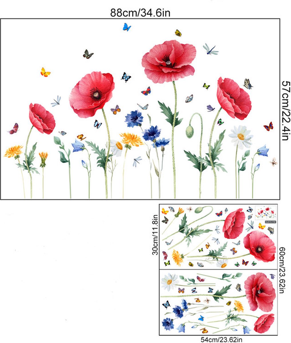 Static window sticker - window sticker - Wall decoration - 30*54cm - flower plant - PVC - colorful V1188-NK-BOL-120
