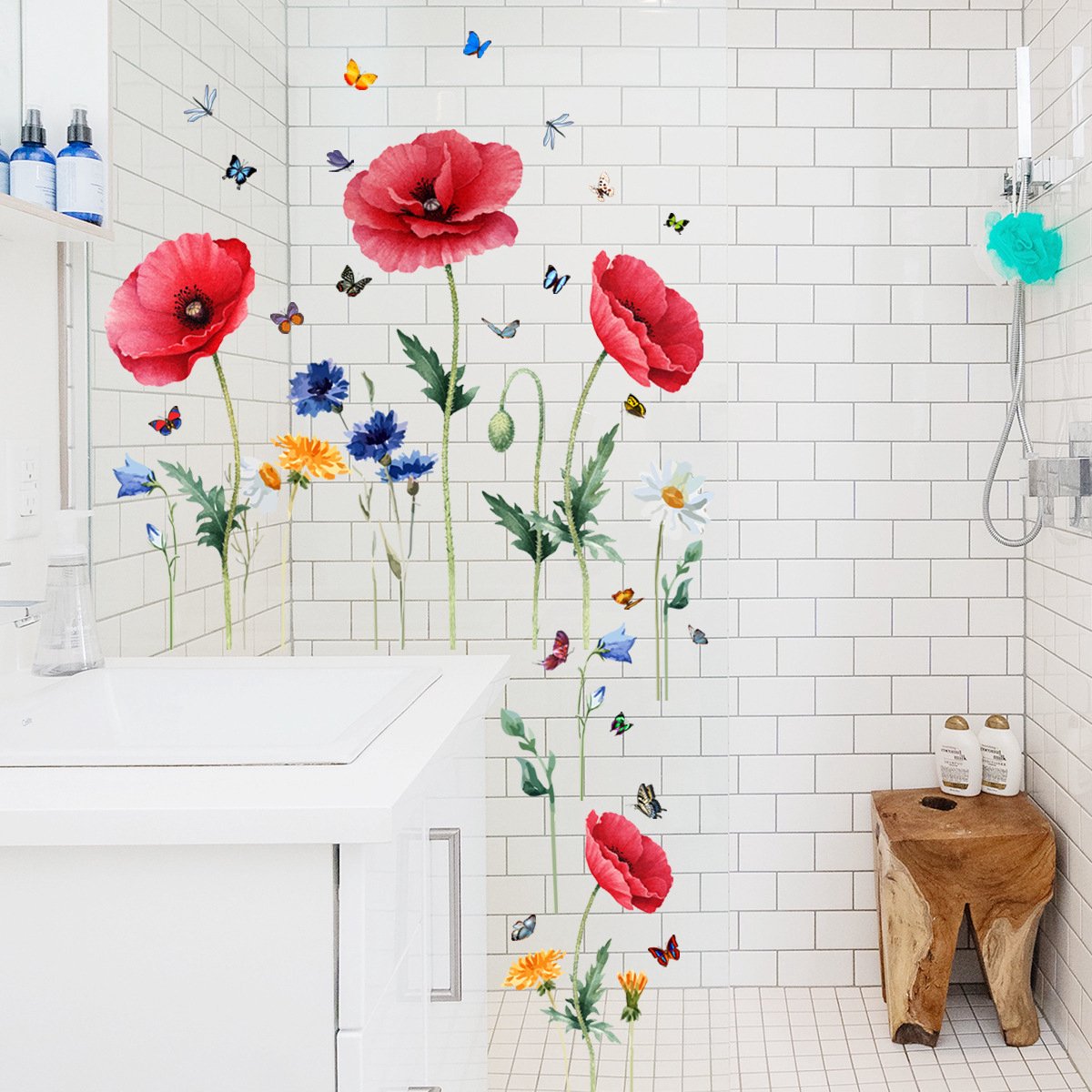 Static window sticker - window sticker - Wall decoration - 30*54cm - flower plant - PVC - colorful V1188-NK-BOL-120