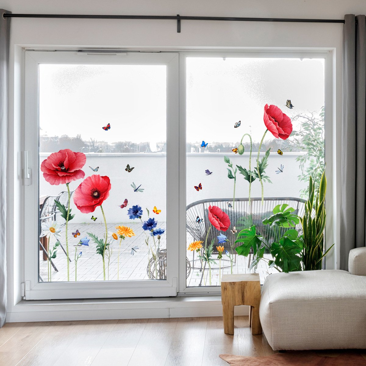 Static window sticker - window sticker - Wall decoration - 30*54cm - flower plant - PVC - colorful V1188-NK-BOL-120