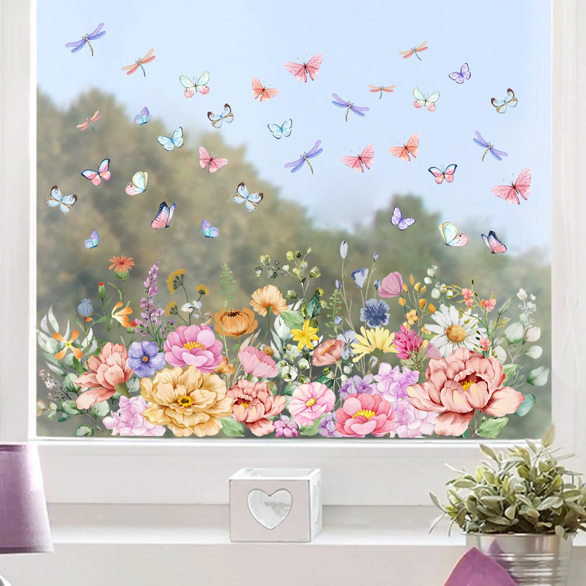 Static window sticker - window sticker - Wall decoration - 30*60cm - flower plant - PVC - C V1188-NK-BOL-122