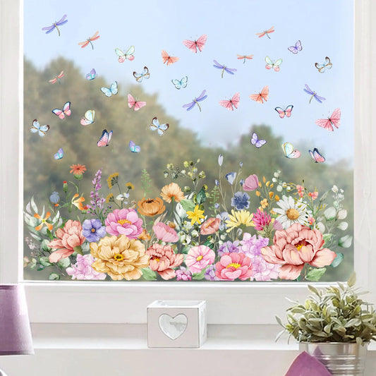 Static window sticker - window sticker - Wall decoration - 30*60cm - flower plant - PVC - C V1188-NK-BOL-122
