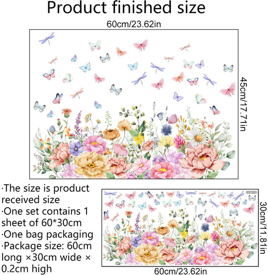 Static window sticker - window sticker - Wall decoration - 30*60cm - flower plant - PVC - C V1188-NK-BOL-122