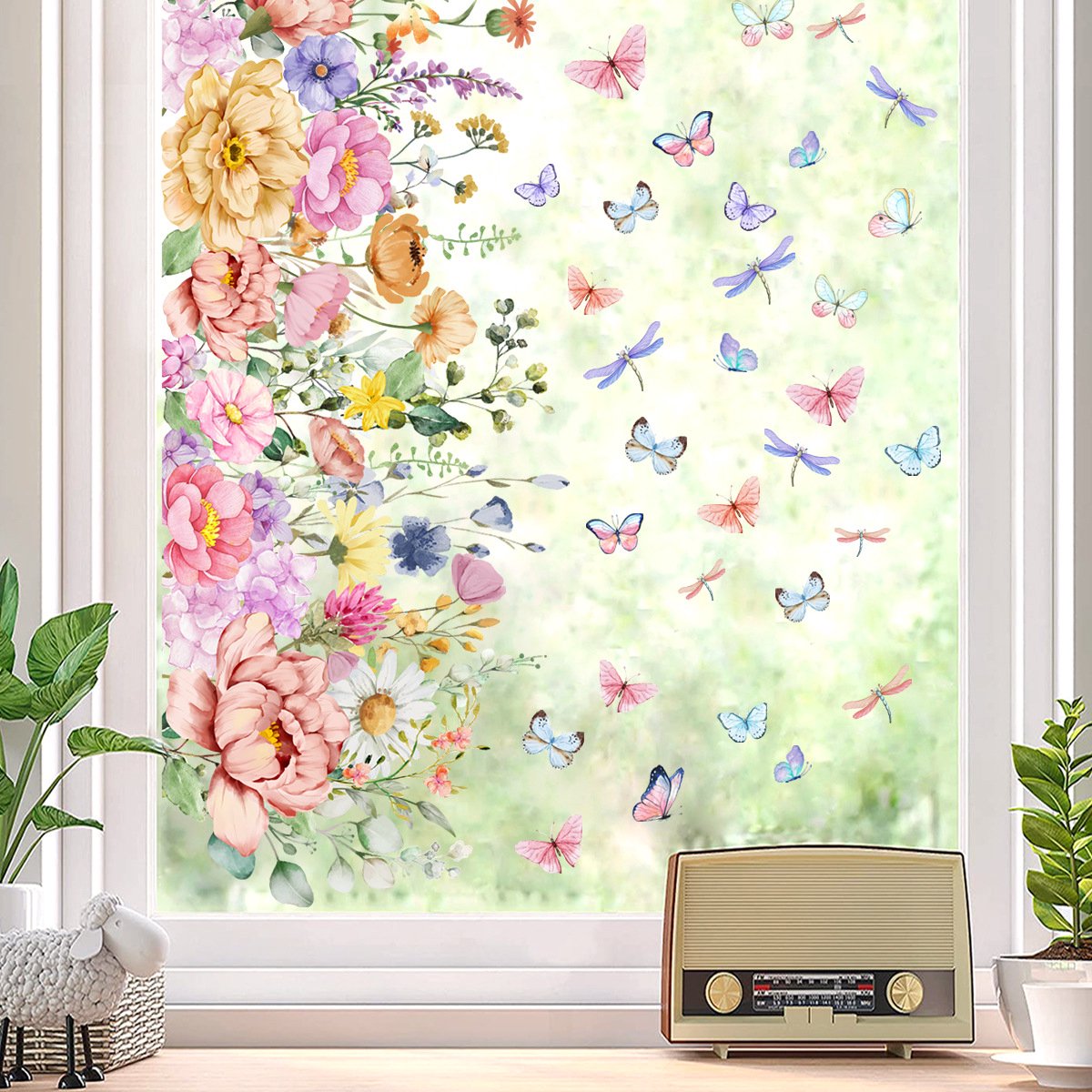Static window sticker - window sticker - Wall decoration - 30*60cm - flower plant - PVC - C V1188-NK-BOL-122