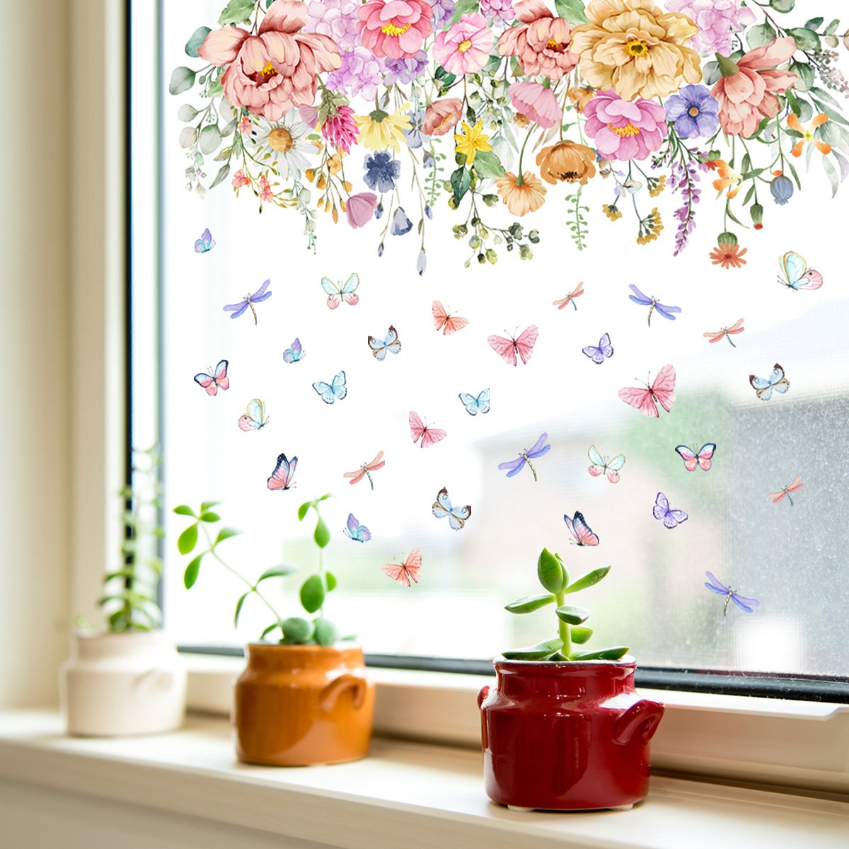 Static window sticker - window sticker - Wall decoration - 30*60cm - flower plant - PVC - C V1188-NK-BOL-122