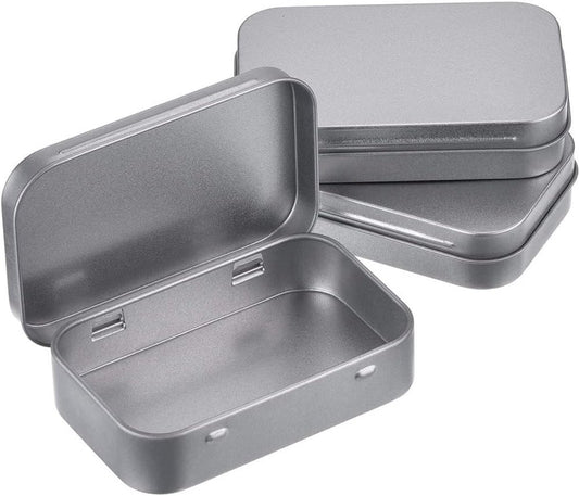 Mini Tin Cans - Pack of 3 - Storage Box - Metal - Hinged Tin Can - With Lid - Rectangular Tin Can - Mini V1188-NK-BOL-135