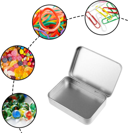 Mini Tin Cans - Pack of 3 - Storage Box - Metal - Hinged Tin Can - With Lid - Rectangular Tin Can - Mini V1188-NK-BOL-135