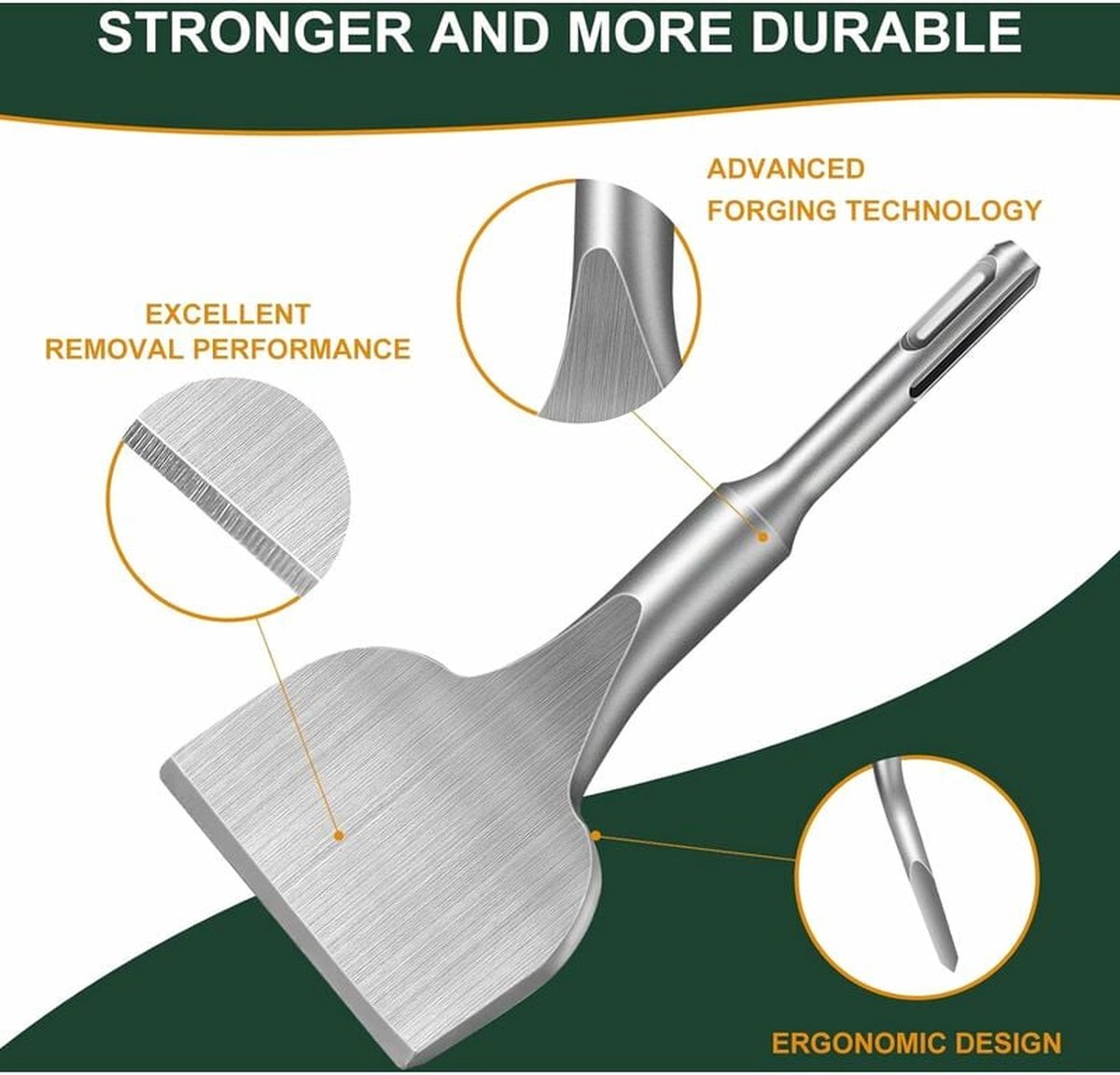 Chisel - 17 * 165 * 75 mm - Tile chisel - slanted chisel - stone chisel - cold chisel - flat chisel - hammer V1188-NK-BOL-138