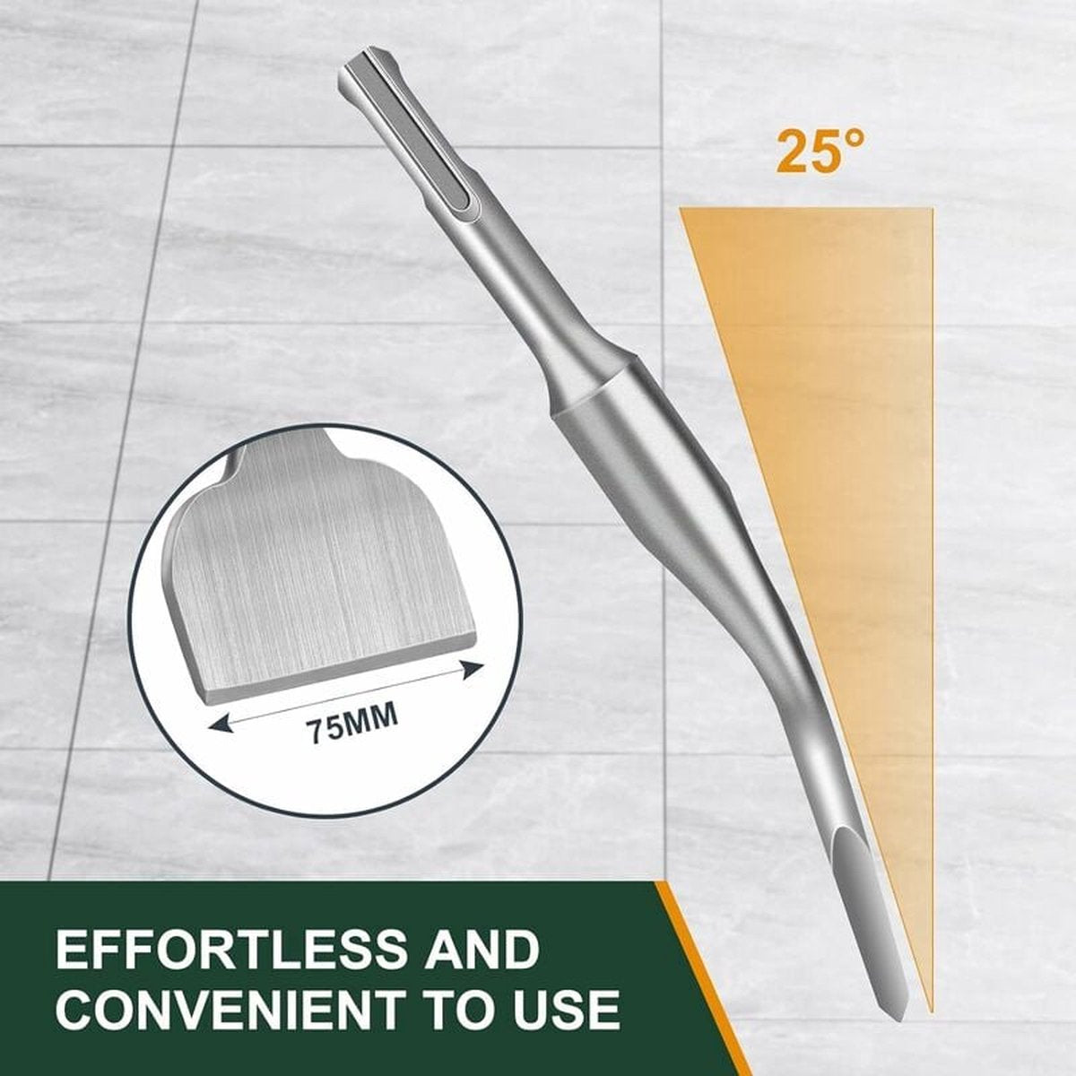 Chisel - 17 * 165 * 75 mm - Tile chisel - slanted chisel - stone chisel - cold chisel - flat chisel - hammer V1188-NK-BOL-138
