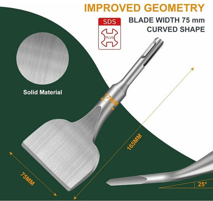 Chisel - 17 * 165 * 75 mm - Tile chisel - slanted chisel - stone chisel - cold chisel - flat chisel - hammer V1188-NK-BOL-138