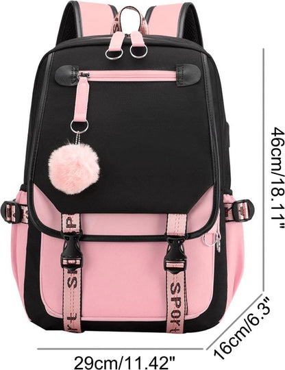 Backpack - School Bag - Backpack - Girl Backpack - School Backpack - School Bag - Book Bag - With USB V1188-NK-BOL-143