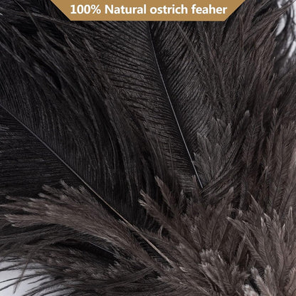 Ostrich Feather Duster - 40cm Long - Wooden Handle - Universal - Brown - Reusable and Washable Car Dusters - V1188-NK-BOL-161