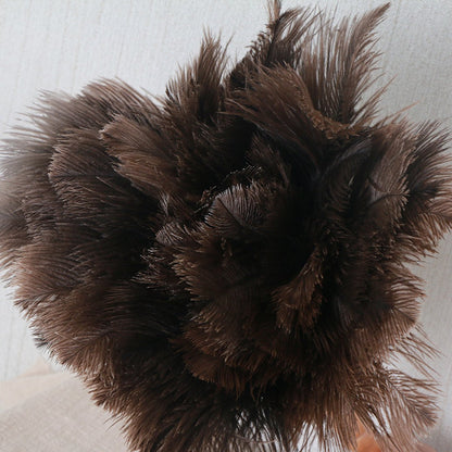 Ostrich Feather Duster - 40cm Long - Wooden Handle - Universal - Brown - Reusable and Washable Car Dusters - V1188-NK-BOL-161