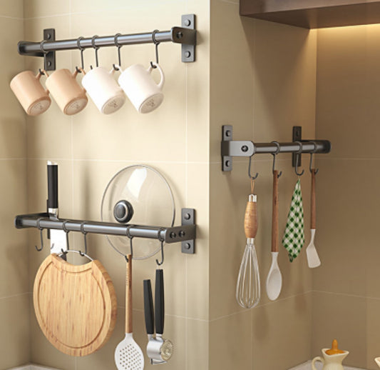 Kitchen hooks - with 5 hooks - hanging rail kitchen rail wall bracket - Kitchen organizer - To hang spatulas, V1188-NK-BOL-164